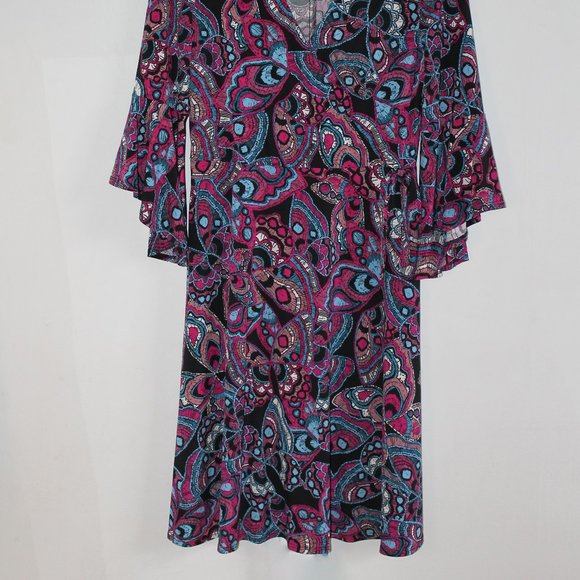 ARTIZAN by Robin Barre Funky Y2K Style Flutter Sleeve Midi Dress Size Medium - Picture 5 of 5